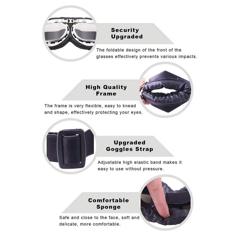 Peicees Vintage Aviator Hat and Goggles Costume Accessories Fur Ear Flaps Trooper Trapper Pilot Cap for Men Women - Image 4